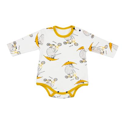 China Soft Comfortable Newborn Baby Boys Romper Print Clothes Jumpsuit Beanie Outfit for sale