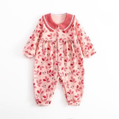 China Factory Sale Various Soft Comfortable Winter Leaves Print Pajamas Baby Romper Organic Cotton Romper Baby for sale