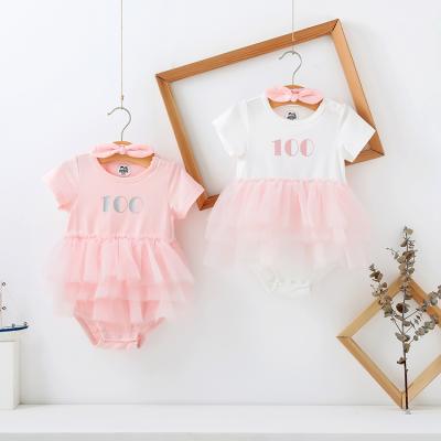 China 2022 New Design Fabric Summer Series Sleeve Dress Baby Short Triangle Slim Onesie Soft Comfortable Organic Cotton Baby Clothes for sale