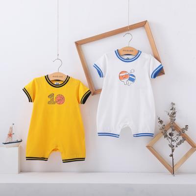 China Summer Soft Comfortable White Yellow Short Sleeve Onesie Infant Baby Clothing Costume for sale