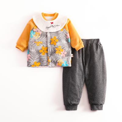 China Breathable High Quality Printed Design Sport Sweat Thin Cotton Two Piece Baby Suit Set for sale