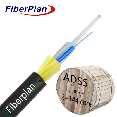 중국 단일 껍질 야외 공기 광섬유 모든 다이 일렉트릭 자기 지원 케이블 ADSS 판매용
