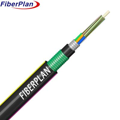 China 6/12/24/48/72/96/144 Fibers Outdoor Armored Fiber Optic Cable GYFTA53 for sale