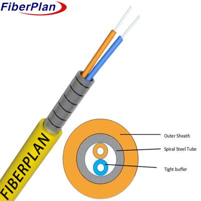 Cina Cavo ottico a fibra ottica interno blindato in acciaio a 2 nuclei a spirale in vendita