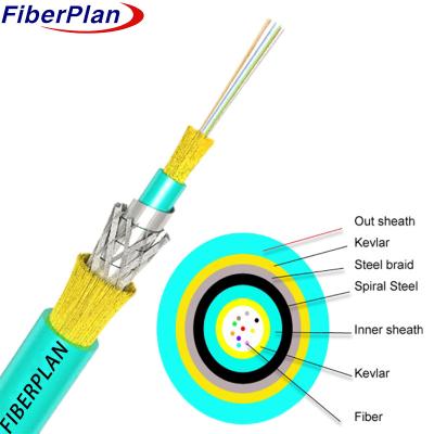 China Mini Braiding Spiral Steel Tube With Double Sheath Kevlar Fiber Optic Cable for sale