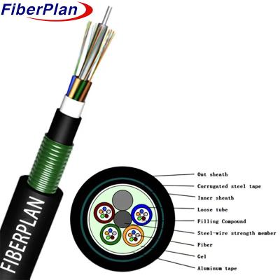 China Double Armored Double Sheathed Stranded Outdoor Optical Cable GYTA53 for sale