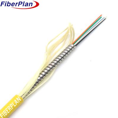 Chine Cable à fibre optique blindé à l'intérieur à 2 noyaux en acier spirale résistant à l'écrasement / aux rongeurs GJSFJV à l'intérieur à vendre