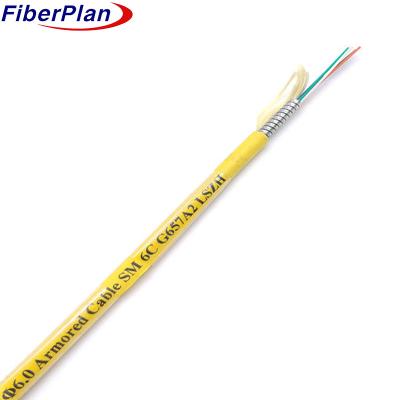 China Buy Fiber Optic Cable 2 Core Spiral Steel Armoured Cable Single/ Multi Mode Crush / Rodent Resistance for sale