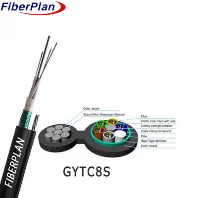 China GYTC8S Cable blindado de fibra óptica para exteriores Figura 8 Cable de fibra óptica autoportante 6 Cable blindado de fibra óptica en venta