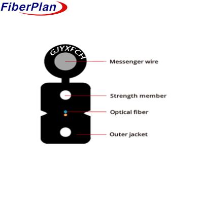 China Fiber G652.D Single Core GJYXFCH FTTH Drop Cable FTTH Fiber Cable With Messenger for sale