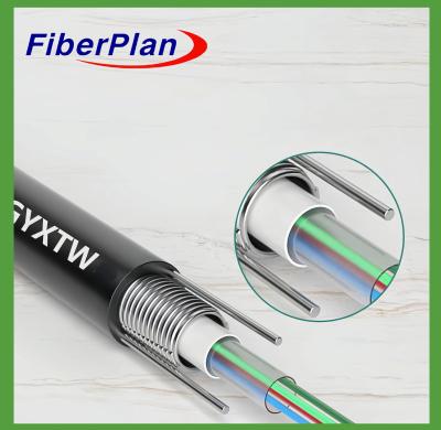 China Outdoor Armored Singlemode GYXTW G652D Fiber Optic Wire Cable Black Aerial Unitube (Central Loose) GYXTW for sale