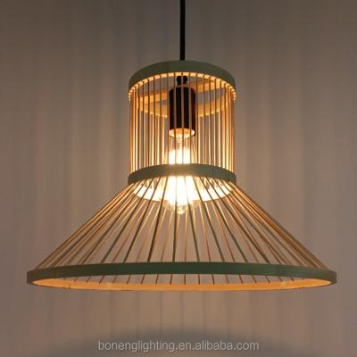 China Handmade Natural Woven Bamboo Wicker Rattan Lamp Mid Century Modern Decor Pendant Light For Indoor for sale