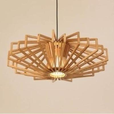 China Zhongshan Modern European Home Design Modern Wood Shade Chandelier for Living Room Hanging Lamps for sale