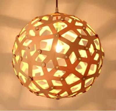 China Modern High Quality Ball Hanging Lights For Bedroom Nordic Linden Wood Shade Pendant Lamp for sale