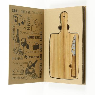 China Viable Quality Gift Book Box Mini Wooden Cheese Board With Knife Cheese Carving Board Kitchen Tableware Cheese Board Knife Set for sale