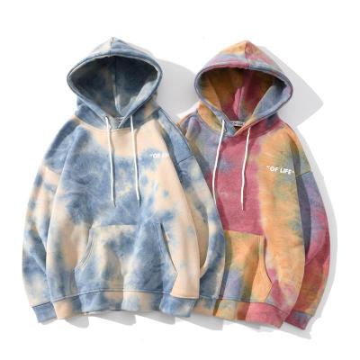 China Hot Selling Simple Popular Waterproof Breathable Hooded Pullover Link Dye Tie Dye Rainbow Unisex Hoodie for sale