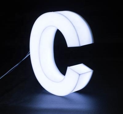 China Custom Retail Store Free Design Your Own Brand Metal Logo Design Led Acrylic Frontlit Light Brush Stainless Steel Letter for sale