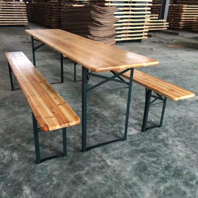 China 6ft Farmhouse 3pcs Outdoor Wooden Beer Table and Benches Set for sale