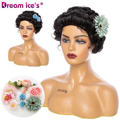 China Surf Dream.Ice Pixie Cut Machine Made Wigs Short Hair Wigs For Black Color Women Ladies Short Straight Black Wigs for sale