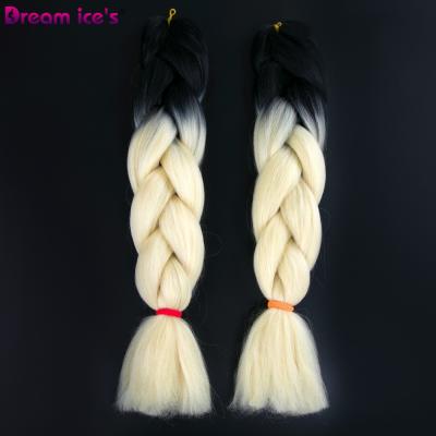 China Cheap Yaki Two Colored Synthetic Braiding Hair Two Tone Ombre Color Jumbo Braiding Hair for sale