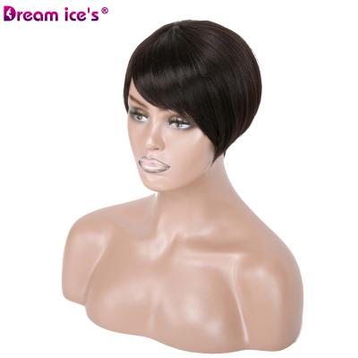 China Dream.Ice Wave Synthetic Hair Wigs 2019 New Style Short Silky Straight Machine Made Wigs For Women for sale