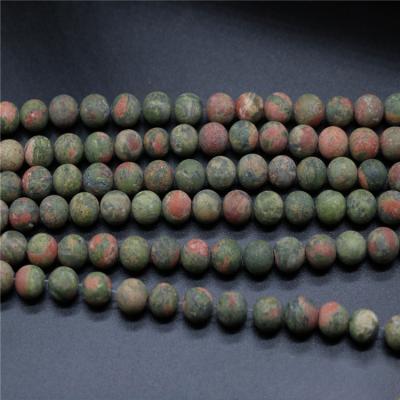 China DIY Jewelry Making Wholesale Unakite For Jewelry Making Matte Frosted Unakite Round Beading Natural Loose Gemstone Bead 15.5