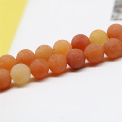 China Wholesale Fashion Matte / Frosted Matte Frosted Red Orange Aventurine For Jewelry Making Loose Round Gemstone Beads15.5