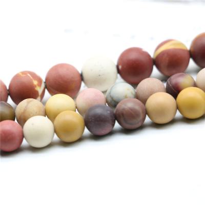 China Natural Matte/Frosted Beads For Jewelry Making Matte Frosted Mookaite Jasper Unpolished Round Loose Beads for sale