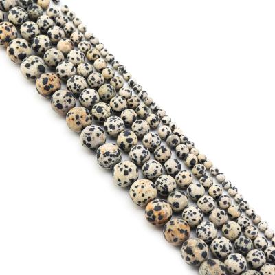 China Matte Frosted Dalmation Jasper Round Natural Matte/Frosted Bead Loose Beading Jewelry Making DIY Fashion Crafting Arts 15.5