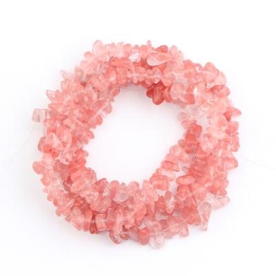 China Wholesale Necklace Cherry Quartz For Jewelry Making Chip Stone Irregular Shaped Cherry Tumbled Quartz Loose Bead 33