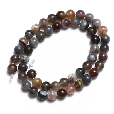 China Jewelry Making AA Natural Botswana Agate For Jewelry Making Crafts Botswana Agate Soft Round Loose Beads 15.5