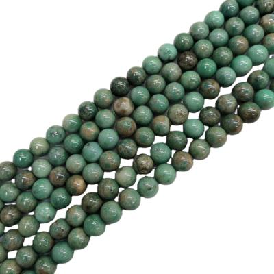 China Jewelry Making Natural Beads For Jewelry Making Crafts Turquoise Green Agate Round Loose Gemstone Beads for sale