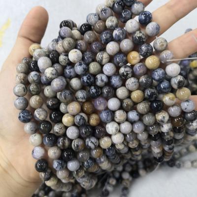 China Jewelry Making Wholesale Craft Jewelry Making Beading Natural Dendritic Agate Opal Smooth Round Loose Beads 15.5