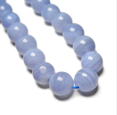 China Jewelry Making Natural Chalcedony Blue Agate Gemstone Lace Around Loose Beads For Bracelet Necklace Earrings Jewelry Making Crafts Design for sale