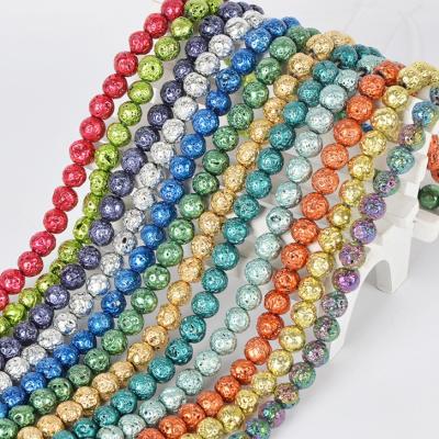 China Jewelry Making Plated Mixed Color Lava Natural Bead Strands For Jewelry Making Bracelets Handmade Accessories 15.5