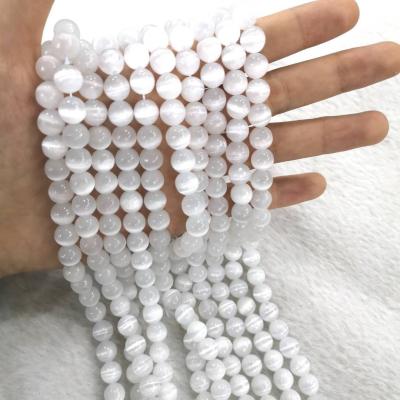 China Jewelry Making DIY Rare Moroccan Selenite Natural Gemstone Beads Strand Shape Crystal Healing Energy Beads Pearly White 15.5