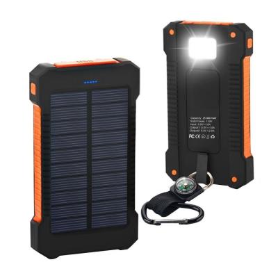 China Portable Waterproof Mobile Charger 10000mAh Solar Power Bank With LED Light for sale