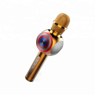 China High Quality Portable Wireless Microphone Captain America Handheld Mic Speaker USB BT KTV Handheld Microphone Karaoke for Mobile Phone and TV for sale