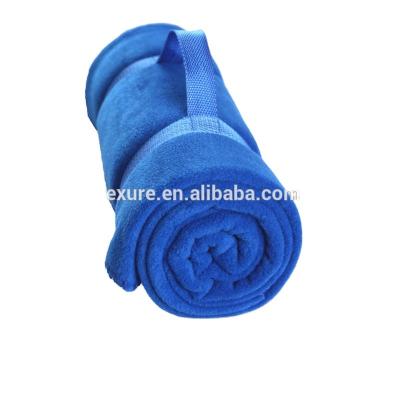 China Anti-pilling roll up fleece blanket, travel blanket with carry handle China alibaba supplier for sale