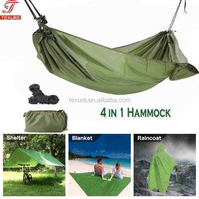 China 4 Multifunctional Lightweight Raincoats in 1 Camping Hammock, Hammock Rain Fly Tent Tarp, Beach Cover, Raincoat for sale