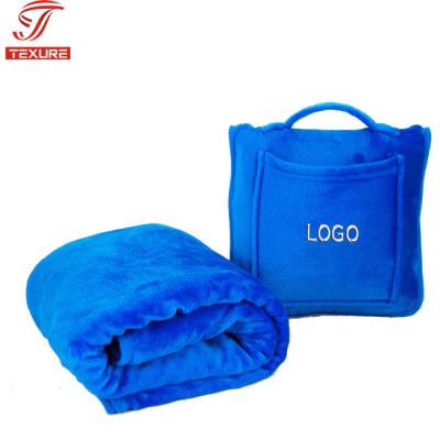 China Disposable 2 In 1 Coral Fleece Travel Pillow Cover Promotion With A Zipper Bag for sale