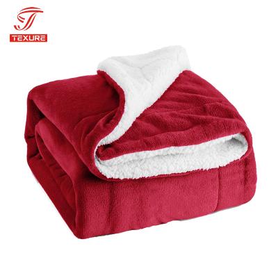 China Anti-pilling Super Soft Sherpa Throw Plush Fleece Blanket 50