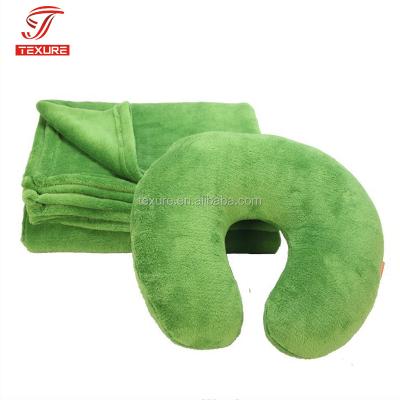 China Anti-pilling Green Gift Set Travel Pillow Cover for Car and Airline for sale