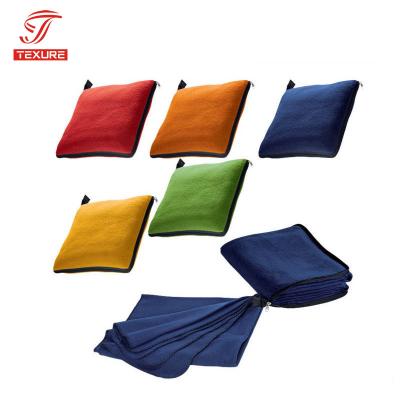 China Hot Sale Promotional Anti-pilling Pillow Style Fleece Blanket With Zipper For Travel, Car, Airplane, Train for sale