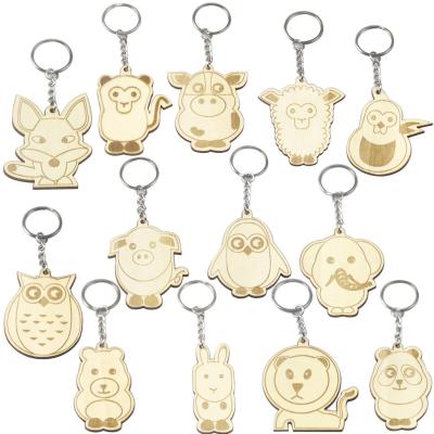 China Other Cute Cartoon Wooden Pendant Animal Wooden Crafts Design Key Chain Key Chain for sale