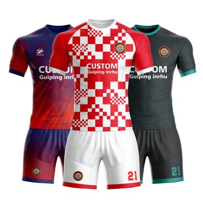 China New Product Breathable Football Jersey Soccer Kits Mens Elastic Soccer Wear Uniform Kids for sale