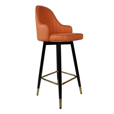 China Eco-friendly Modern Restaurant Furniture High Swivel Bar Stool Metal Synthetic Leather Bar Chairs for sale