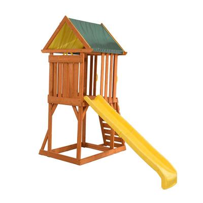 China Easily Assembled Kids Slides and Swings in Plants Wood Swing Set with Exterior Plastic Kids Slide and Swing Set for sale