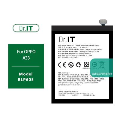 China Rechargeable Mobile Phone Dr. IT Blp 605 Battery 3.85v 2550mah Li-PO Lithium Phone Battery For Oppo A33 for sale