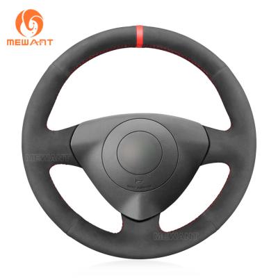 China Hand Stitching Full Black Suede Steering Wheel Cover for Alfa Romeo 147 156 Crosswagon 2003-2007 for sale